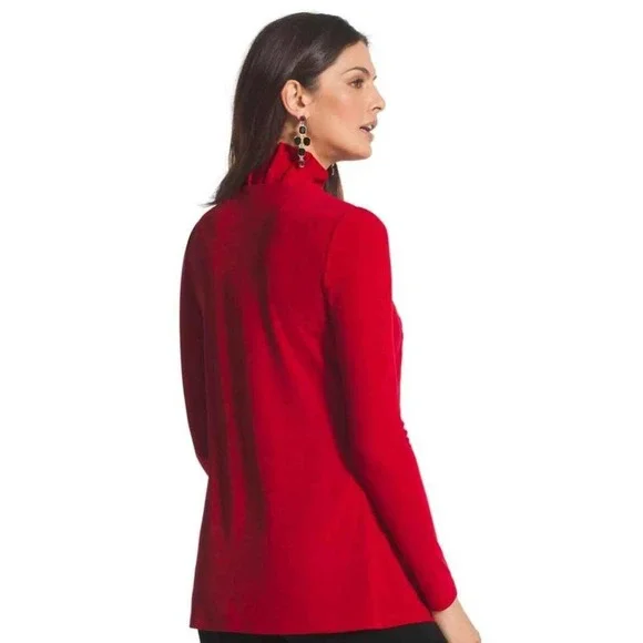 Chico's Women's Size 1 Princess Pleat Red Travelers Cardigan - Picture 2 of 9